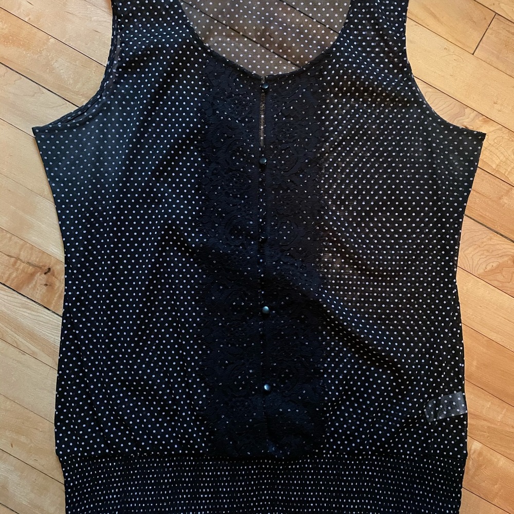 Maurices Black Sheer Top with Polka Dots, Size XL